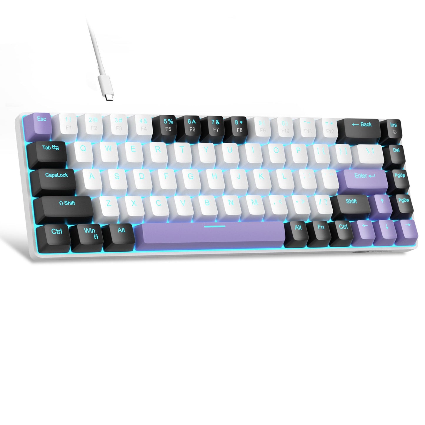 MageGee Portable 60% Mechanical Gaming Keyboard, MK-Box LED Backlit Compact 68 Keys Mini Wired Office Keyboard with Red Switch for Windows Laptop PC Mac - Black/Grey