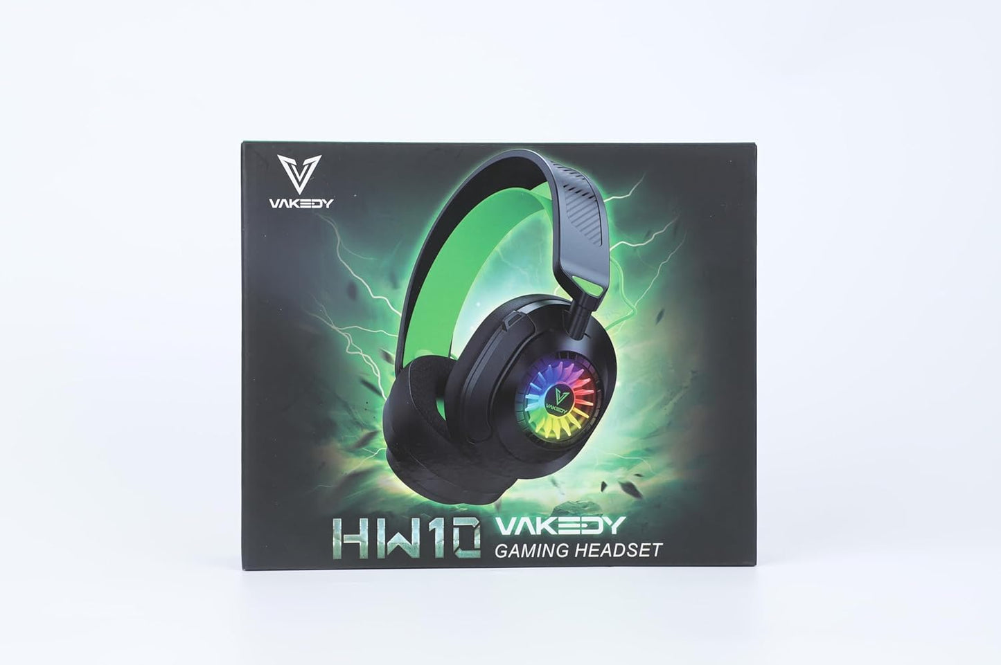 HW10 Wireless Gaming Headset for PS5,PS4,PC,2.4GHz Bluetooth Gaming Headphones with Noise Cancelling Microphone,50Hr Battery Gamer Headset for Switch, Laptop,Mobile,Mac,Cool RGB (Black/Green)