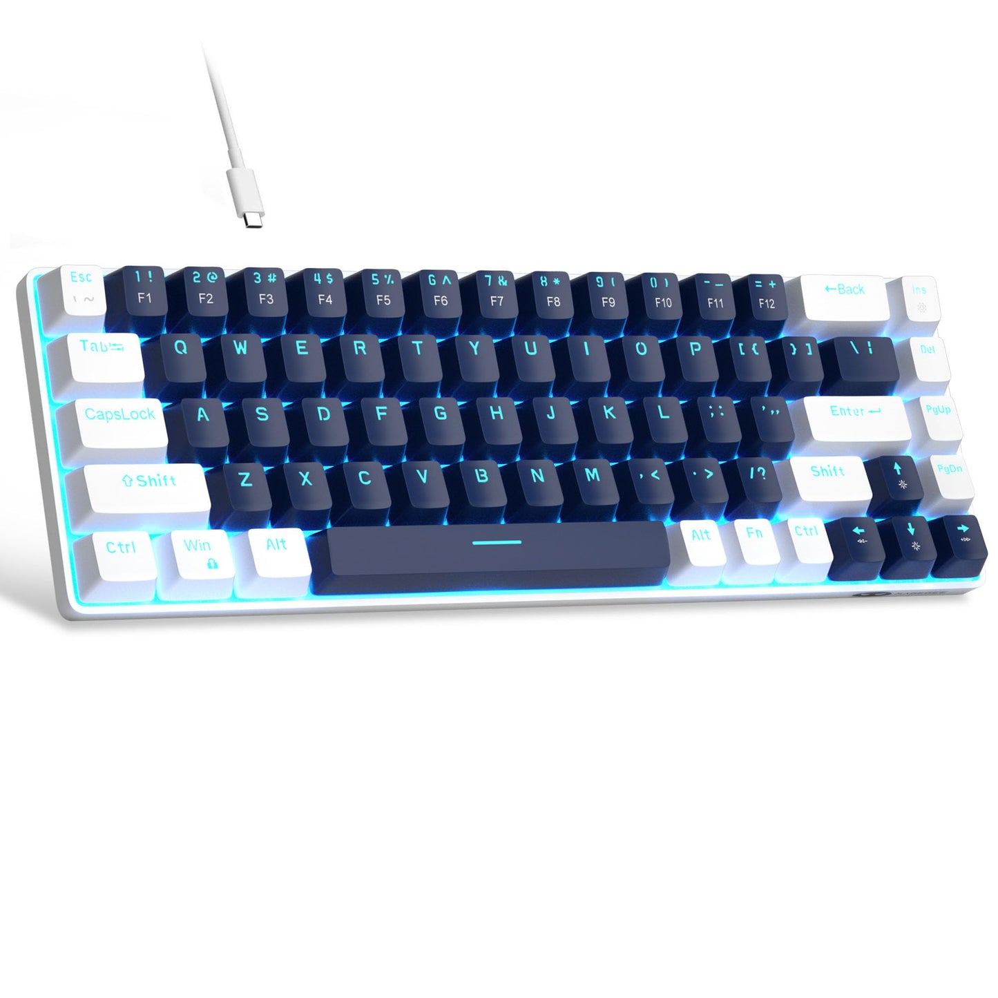 MageGee Portable 60% Mechanical Gaming Keyboard, MK-Box LED Backlit Compact 68 Keys Mini Wired Office Keyboard with Red Switch for Windows Laptop PC Mac - Black/Grey