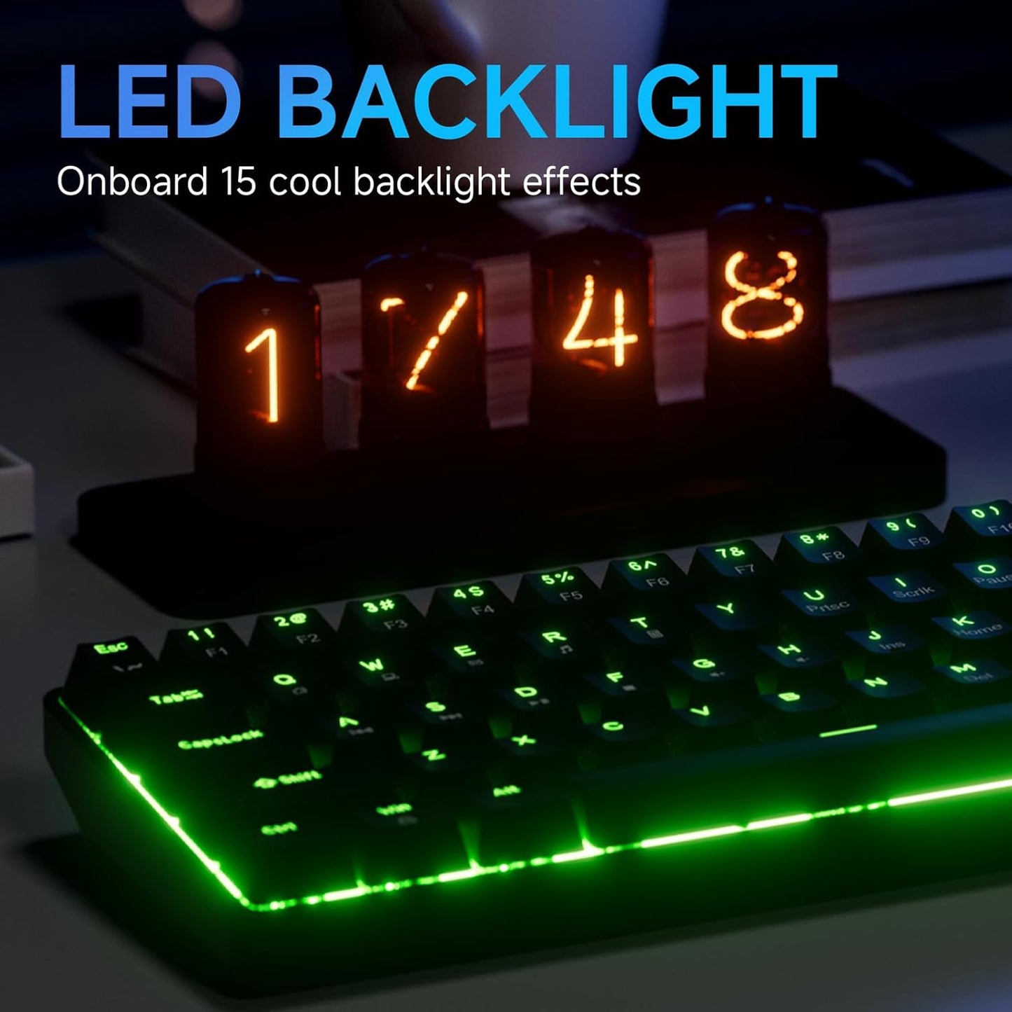 TMKB T61SE 60% Mechanical Gaming Keyboard, Linear Red Switch, LED Backlit, Double-Shot keycap, Anti-Ghosting, Detachable USB-C, Wired Computer Keyboard for Windows Laptop PC Gamer Typist, Black