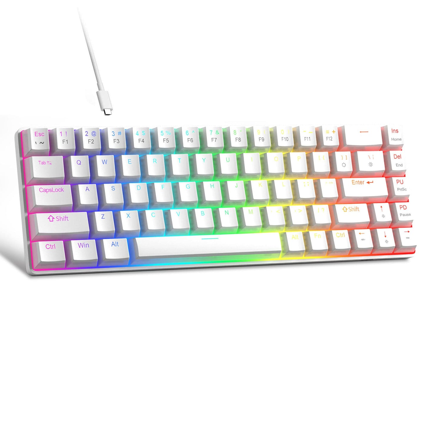 MageGee Portable 60% Mechanical Gaming Keyboard, MK-Box LED Backlit Compact 68 Keys Mini Wired Office Keyboard with Red Switch for Windows Laptop PC Mac - Black/Grey