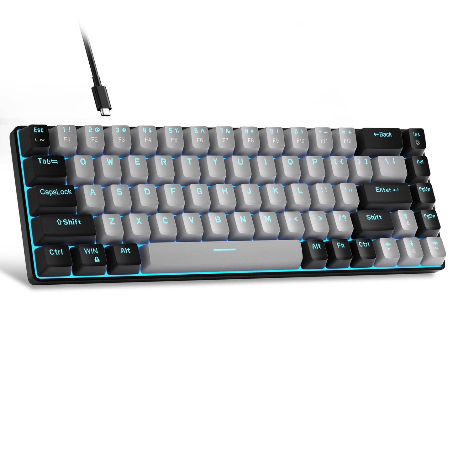MageGee Portable 60% Mechanical Gaming Keyboard, MK-Box LED Backlit Compact 68 Keys Mini Wired Office Keyboard with Red Switch for Windows Laptop PC Mac - Black/Grey