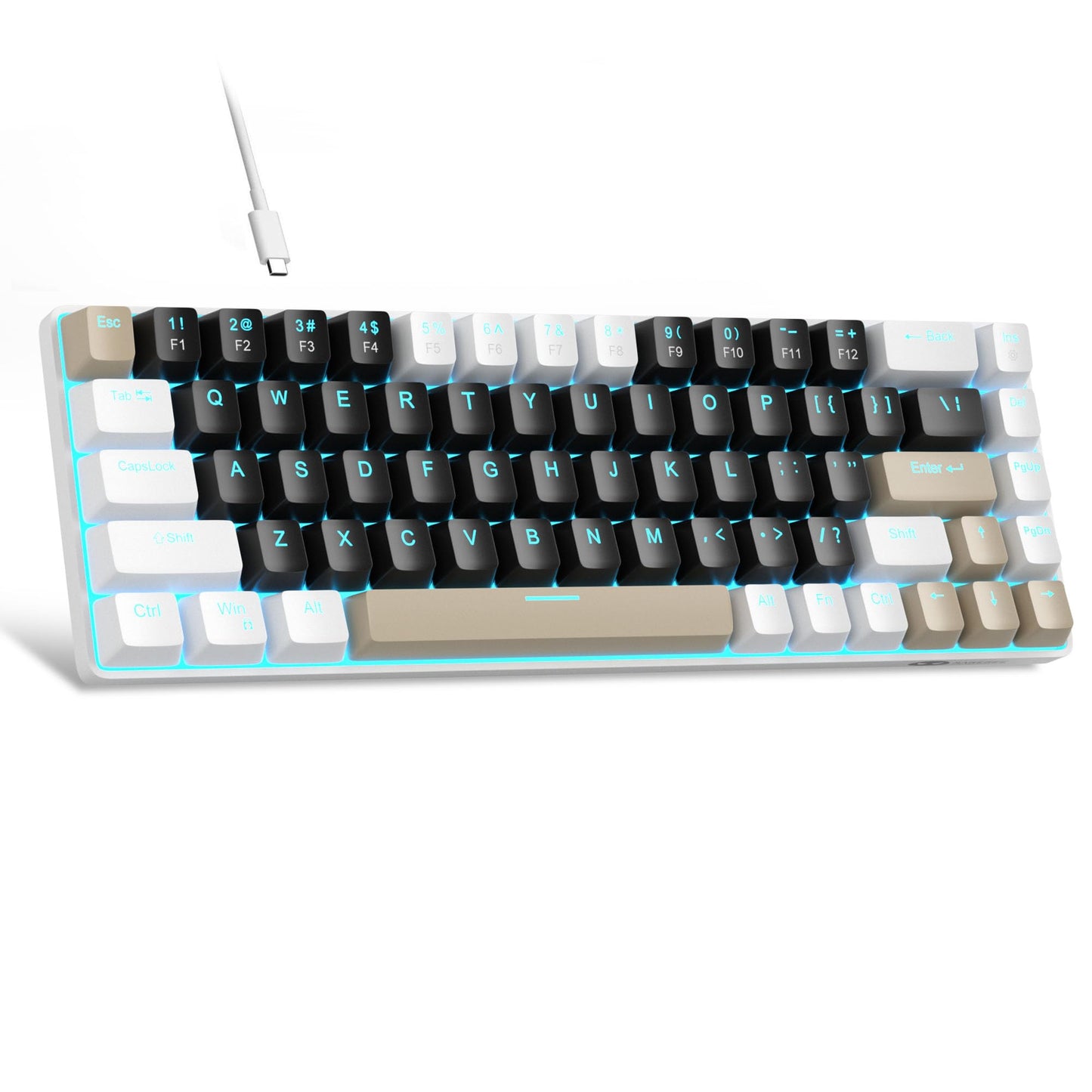 MageGee Portable 60% Mechanical Gaming Keyboard, MK-Box LED Backlit Compact 68 Keys Mini Wired Office Keyboard with Red Switch for Windows Laptop PC Mac - Black/Grey