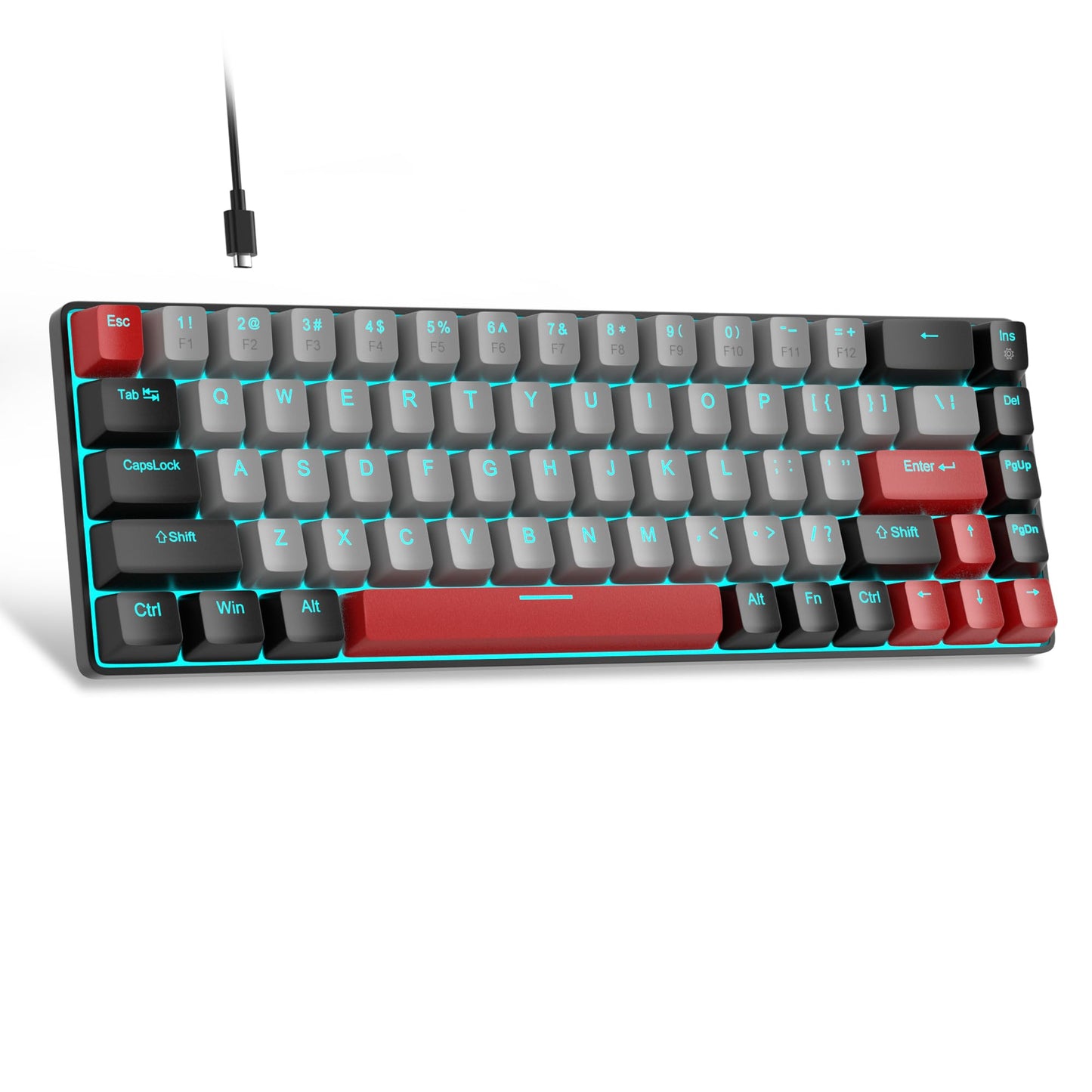 MageGee Portable 60% Mechanical Gaming Keyboard, MK-Box LED Backlit Compact 68 Keys Mini Wired Office Keyboard with Red Switch for Windows Laptop PC Mac - Black/Grey