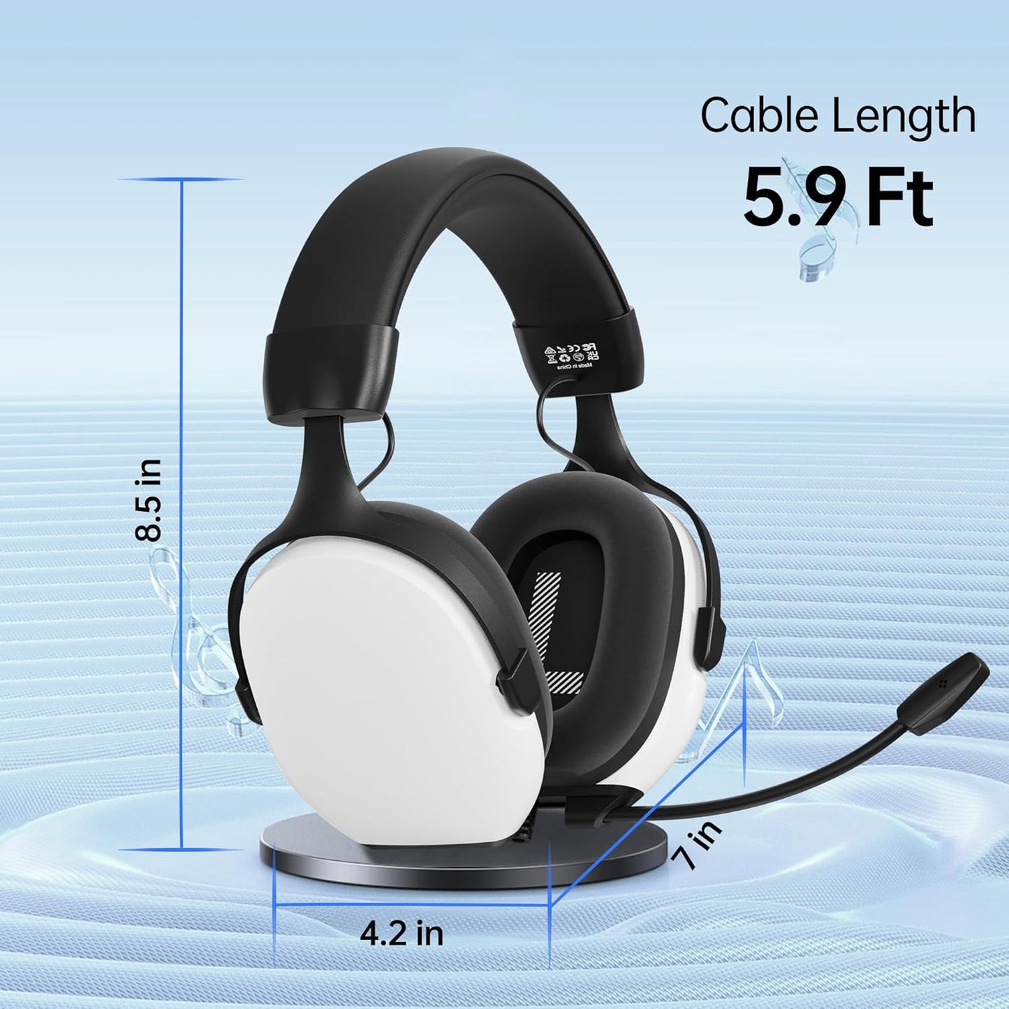 Gaming Headsets with Mic for Xbox,PS4,PS5,Switch,PC,7.1 Surround Sound Gmaing Headphones with Noise Cancelling Microphone,50MM Dynamic Drivers, 3.5MM Audio Jack-White
