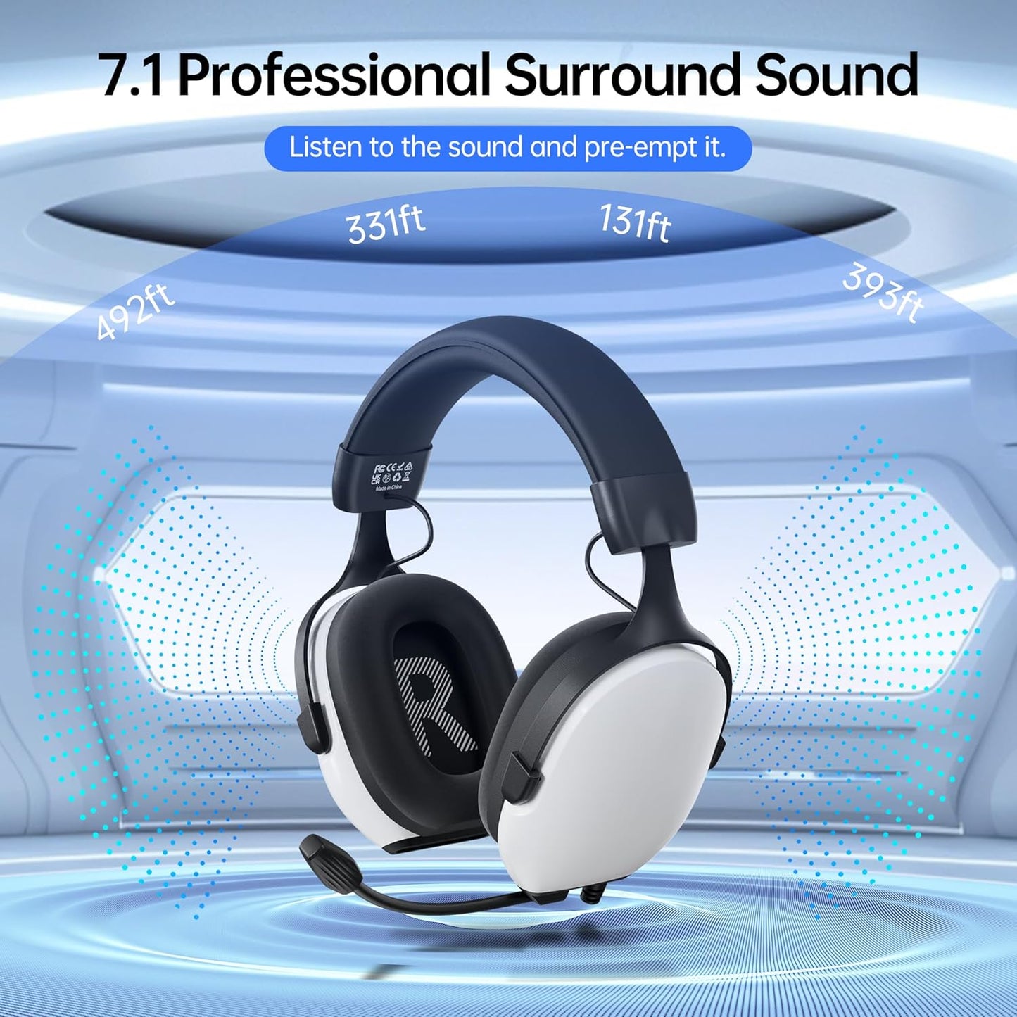 Gaming Headsets with Mic for Xbox,PS4,PS5,Switch,PC,7.1 Surround Sound Gmaing Headphones with Noise Cancelling Microphone,50MM Dynamic Drivers, 3.5MM Audio Jack-White