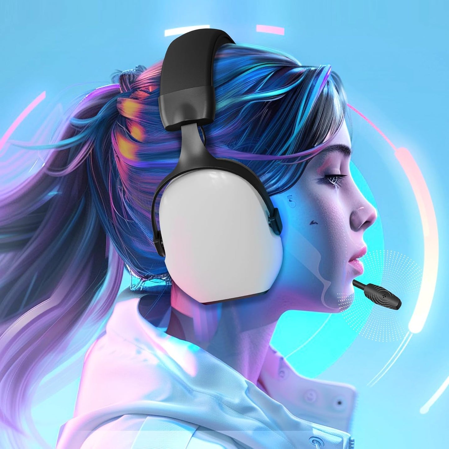 Gaming Headsets with Mic for Xbox,PS4,PS5,Switch,PC,7.1 Surround Sound Gmaing Headphones with Noise Cancelling Microphone,50MM Dynamic Drivers, 3.5MM Audio Jack-White
