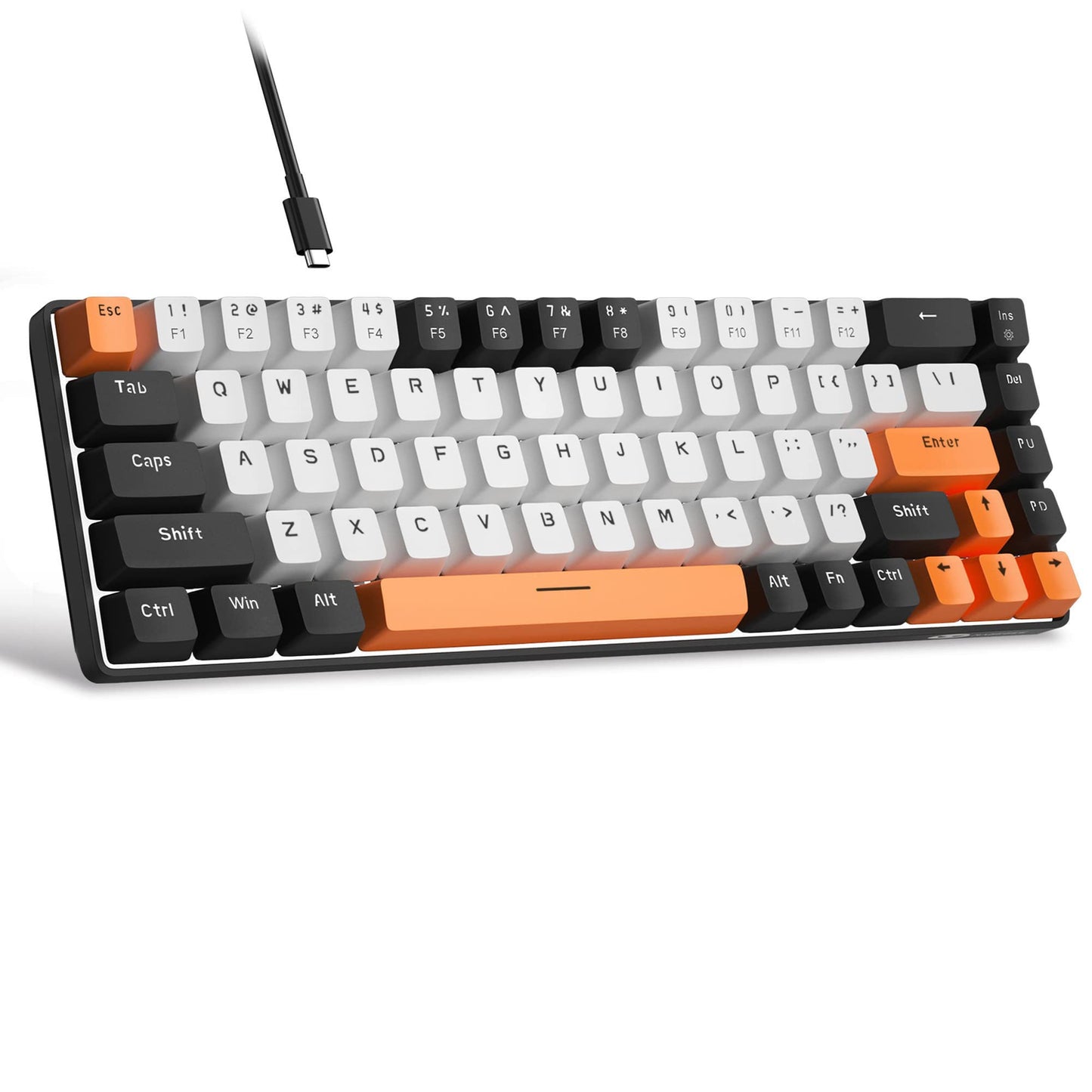 MageGee Portable 60% Mechanical Gaming Keyboard, MK-Box LED Backlit Compact 68 Keys Mini Wired Office Keyboard with Red Switch for Windows Laptop PC Mac - Black/Grey