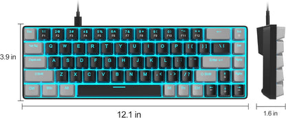 MageGee Portable 60% Mechanical Gaming Keyboard, MK-Box LED Backlit Compact 68 Keys Mini Wired Office Keyboard with Red Switch for Windows Laptop PC Mac - Black/Grey