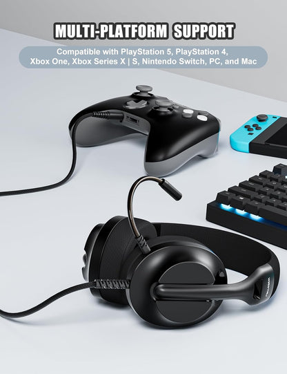 S30 Gaming Headset with Microphone,198g Lightweight Design, Wired Gaming Headphones for Xbox, Xbox Series X|S, PS5, PS4, Switch, PC, Noise Cancelling Mic, Soft Earmuffs (Black)