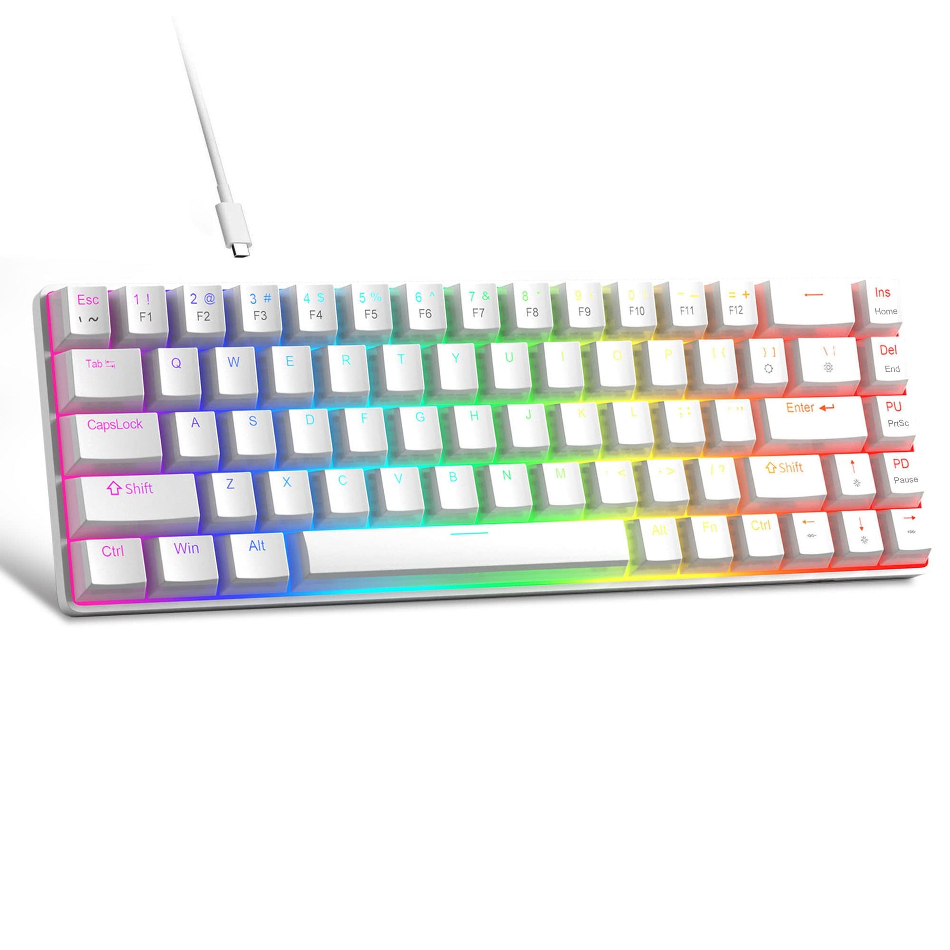 MageGee Portable 60% Mechanical Gaming Keyboard, MK-Box LED Backlit Compact 68 Keys Mini Wired Office Keyboard with Red Switch for Windows Laptop PC Mac - Black/Grey