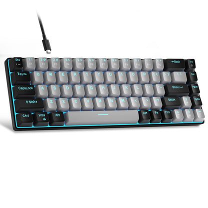 MageGee Portable 60% Mechanical Gaming Keyboard, MK-Box LED Backlit Compact 68 Keys Mini Wired Office Keyboard with Red Switch for Windows Laptop PC Mac - Black/Grey