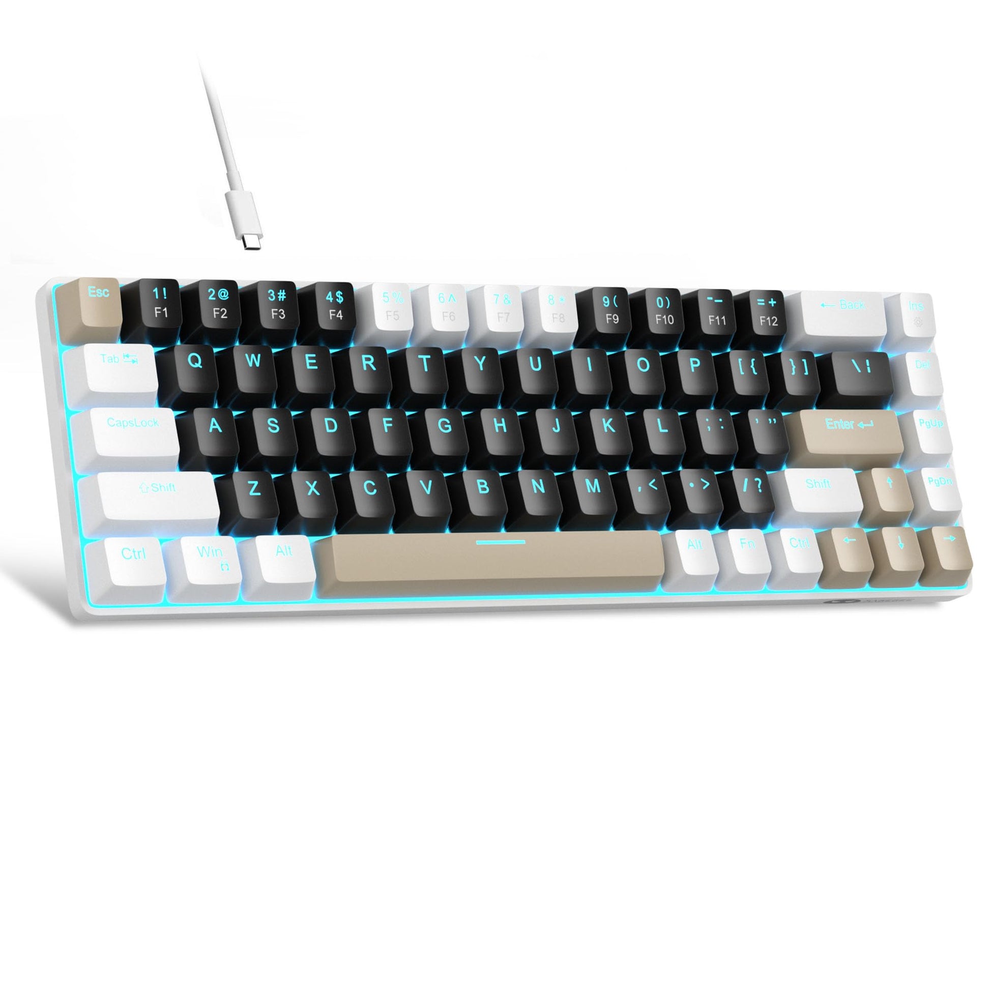 MageGee Portable 60% Mechanical Gaming Keyboard, MK-Box LED Backlit Compact 68 Keys Mini Wired Office Keyboard with Red Switch for Windows Laptop PC Mac - Black/Grey