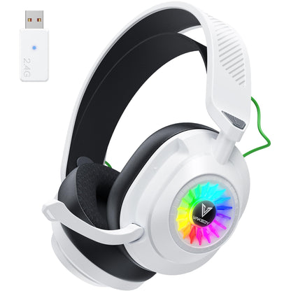 HW10 Wireless Gaming Headset for PS5,PS4,PC,2.4GHz Bluetooth Gaming Headphones with Noise Cancelling Microphone,50Hr Battery Gamer Headset for Switch, Laptop,Mobile,Mac,Cool RGB (Black/Green)