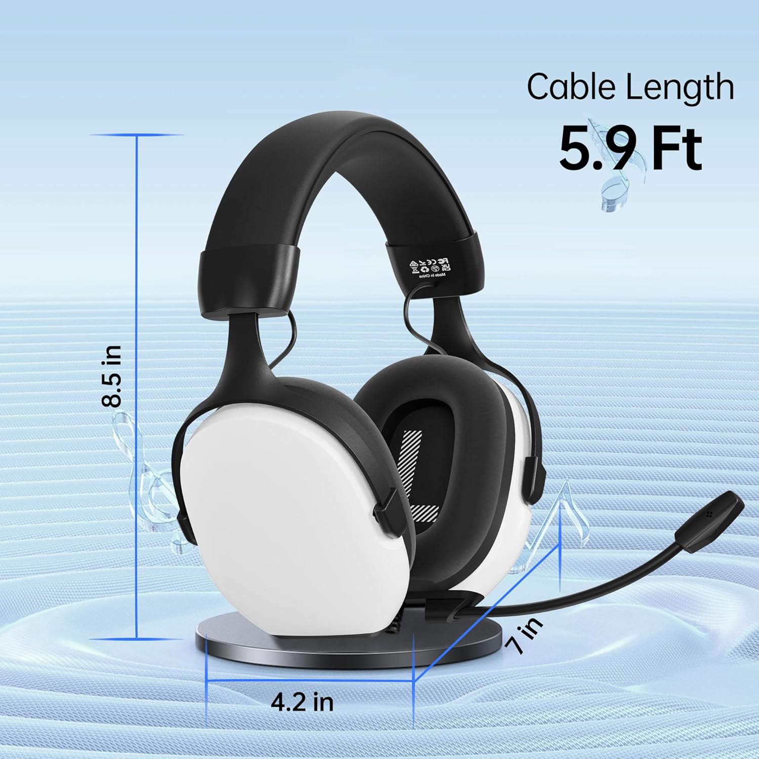Gaming Headsets with Mic for Xbox,PS4,PS5,Switch,PC,7.1 Surround Sound Gmaing Headphones with Noise Cancelling Microphone,50MM Dynamic Drivers, 3.5MM Audio Jack-White